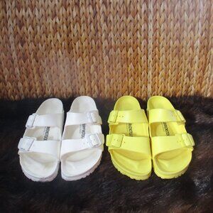 LOT of  BIRKENSTOCK ARIZONA SANDALS ~ 36 ~ sz. 5.5 / 6 ~ Yellow and White